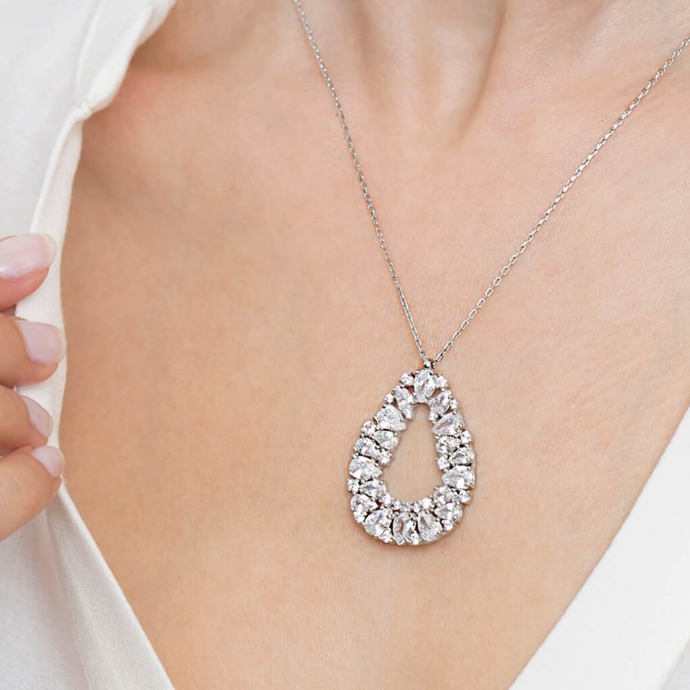 Teardrop Pendant Necklace, Genuine Gemstone Necklace, Bridesmaid Jewelry